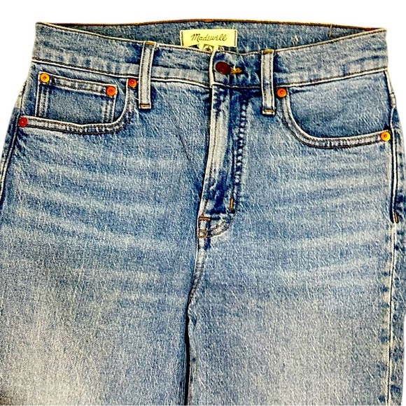 Madewell “perfect vintage” cotton midtone Straight Leg Jeans raw edge hem 26 - Picture 5 of 10